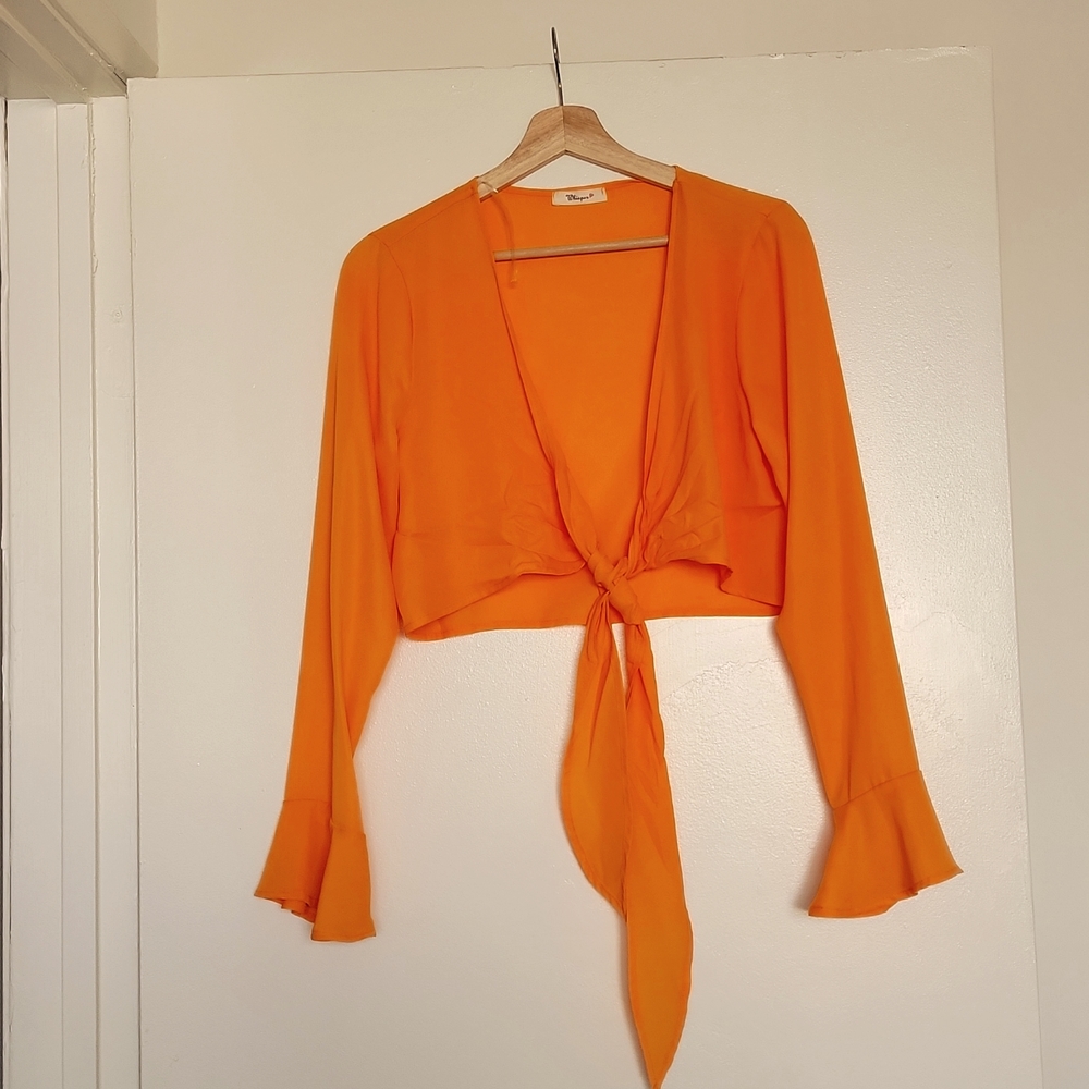 Whisper medium orange sheer top